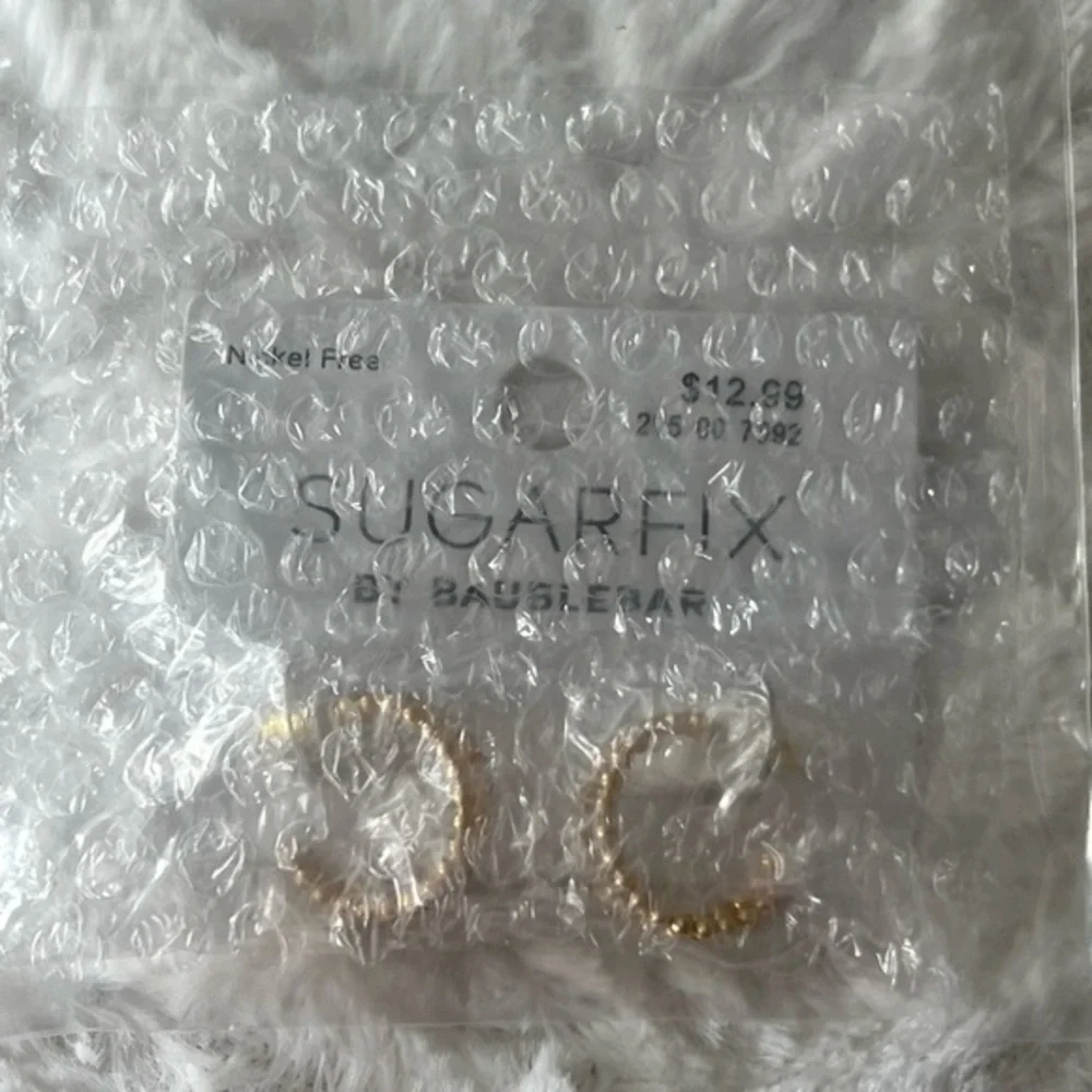 SUGARFIX‎ by BaubleBar Crystal Beaded Double Hoop Earrings - Gold NWT - Picture 5 of 9